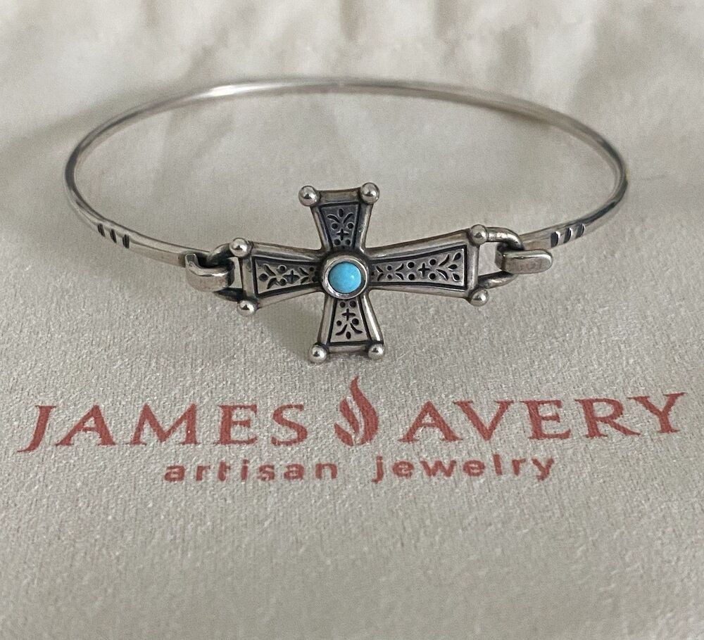 James Avery Retired Mission Cross Hook-On Bracelet With Turquoise